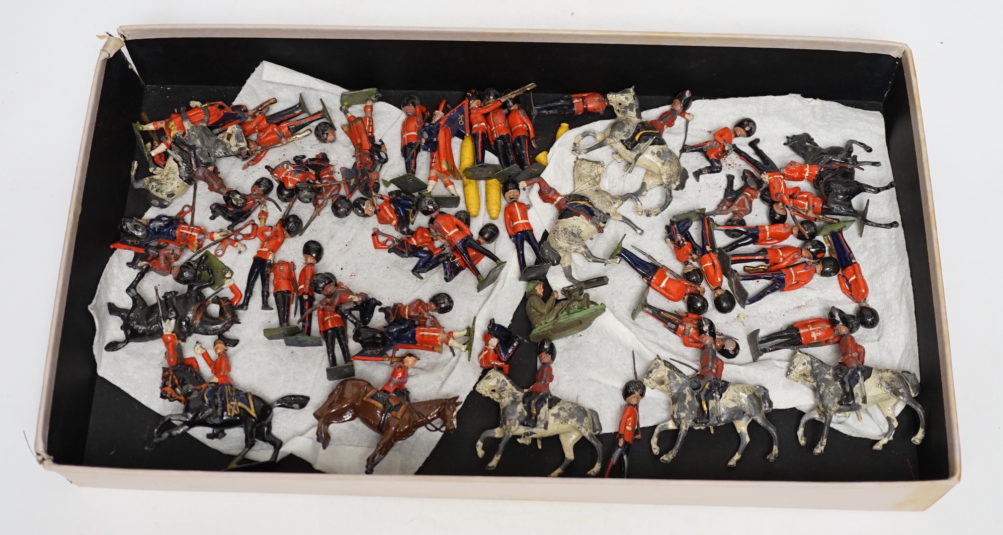 Battle of Waterloo 1815 painted white metal chess pieces by SAC Ltd and various Britains lead soldiers